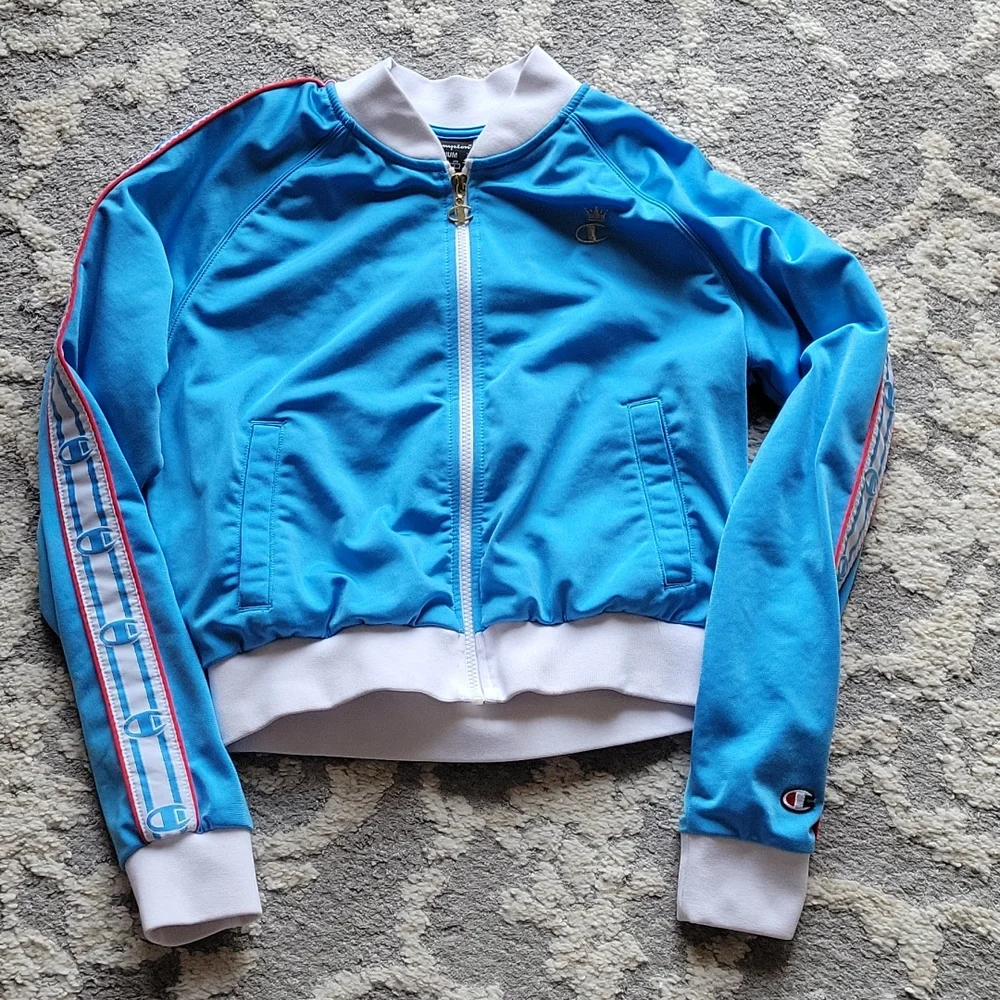 Champion Crown C Logo Cropped Life Track Jacket Baby Blue Medium